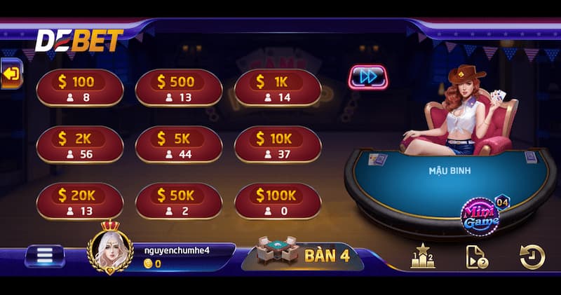 Game Mậu Binh online Debet